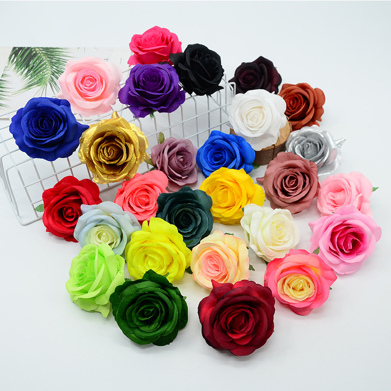 ローズ造花ハイエンドブルーフラワー結婚式の装飾偽花芯ローズヘッドローズフラワー卸売|undefined