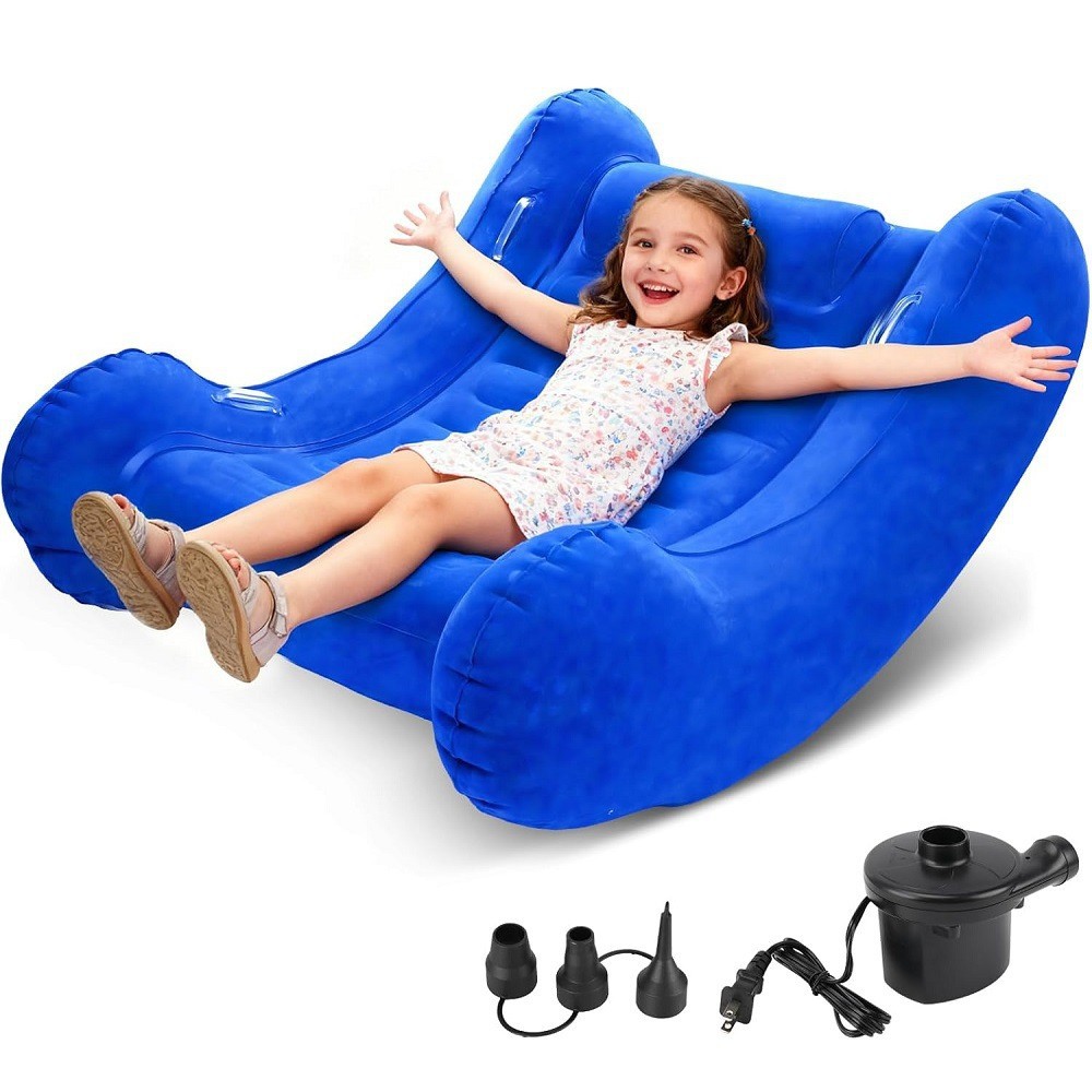 In-Stock New Model Inflatable Rocking Chair, Children's Inflatable Velvet Sofa, Lazy Inflatable Sofa, Nap Inflatable Lounge Chair S Creation