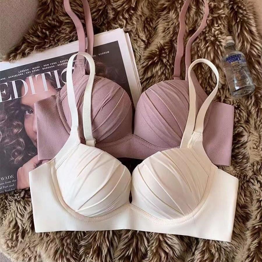 Small Chest Gathered Underwear Women's Wrinkled Seamless Large Cartilage Support Upper Support Anti-sagging Parammary Breasts Sexy Bra