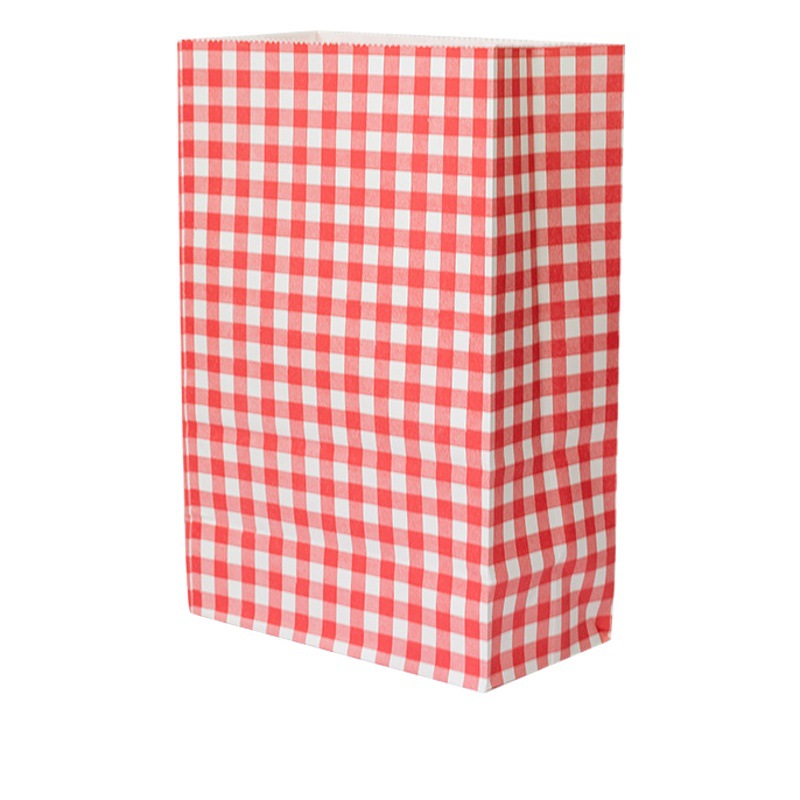 Bolsa de fondo cuadrado a cuadros de color, regalo de vacaciones, bolsa de papel kraft de dibujos animados ins, bolsa de regalo de Navidad de San Valentín