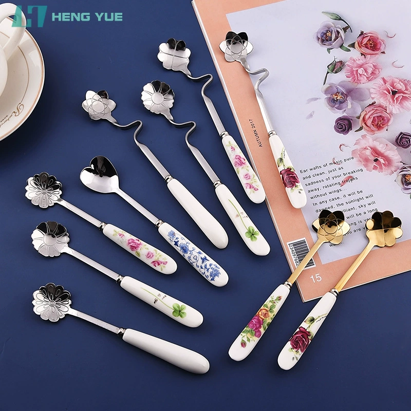 Ceramic handle stainless steel, coffee mixing stick