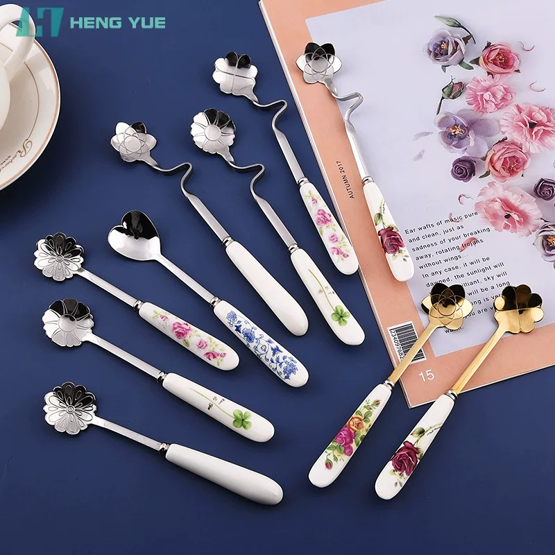 Ceramic handle stainless steel, coffee mixing stick