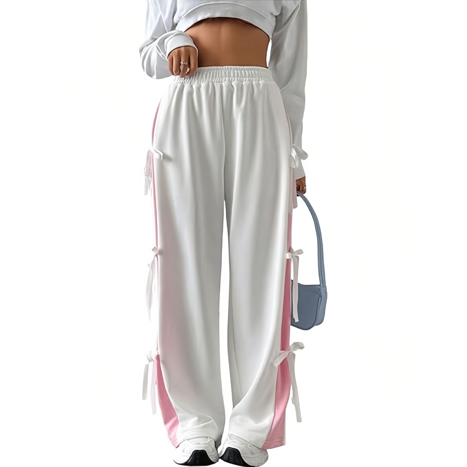 Transfronterizos Europa y América Amazon damas arco pantalones deportivos de piernas anchas elásticos de cintura alta pantalones casuales dulces pantalones de skateboard image 8