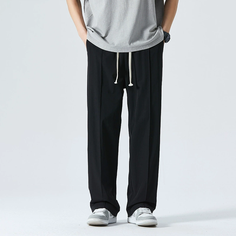 Вишни повседневные брюки мужские дикие сплошные маленькие брюки 2025 осень тонкие свободные прямые брюки спортивные прохладные