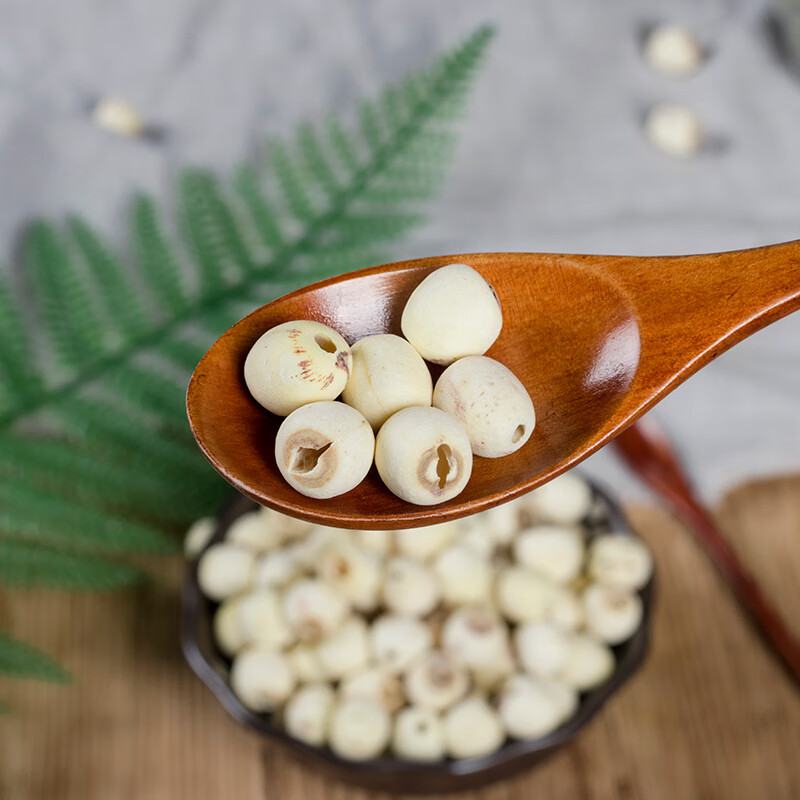 Coreless White Lotus Seeds 500g Bai Lian Zi Dried Nelumbo nucifera Seeds for Soup Congee and Tea in use