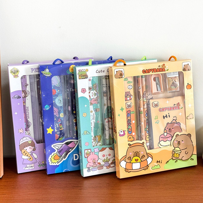 小学生向けの漫画箱入り文具6点セット、6点文具セット、子供用学用品、小さなギフト卸売|undefined