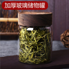 厚いアカシアの木のねじの口のガラスの貯蔵の缶の蜂蜜の瓶の食品の包装の缶の大きいサイズの透明なガラスの収納の瓶