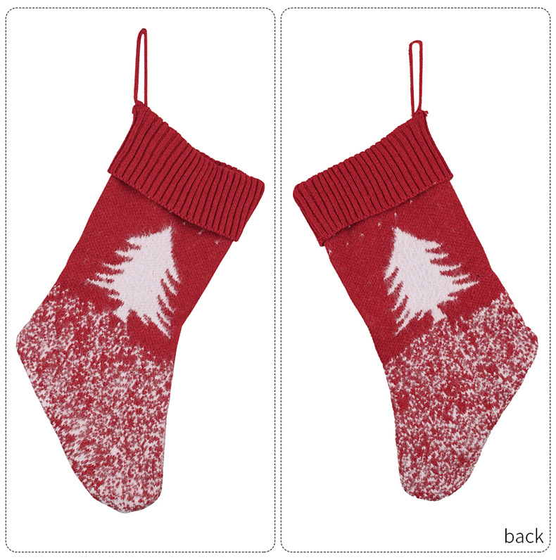 Christmas Stocking Knitted Red Snowflake Decoration Gift Bag_voghion.com