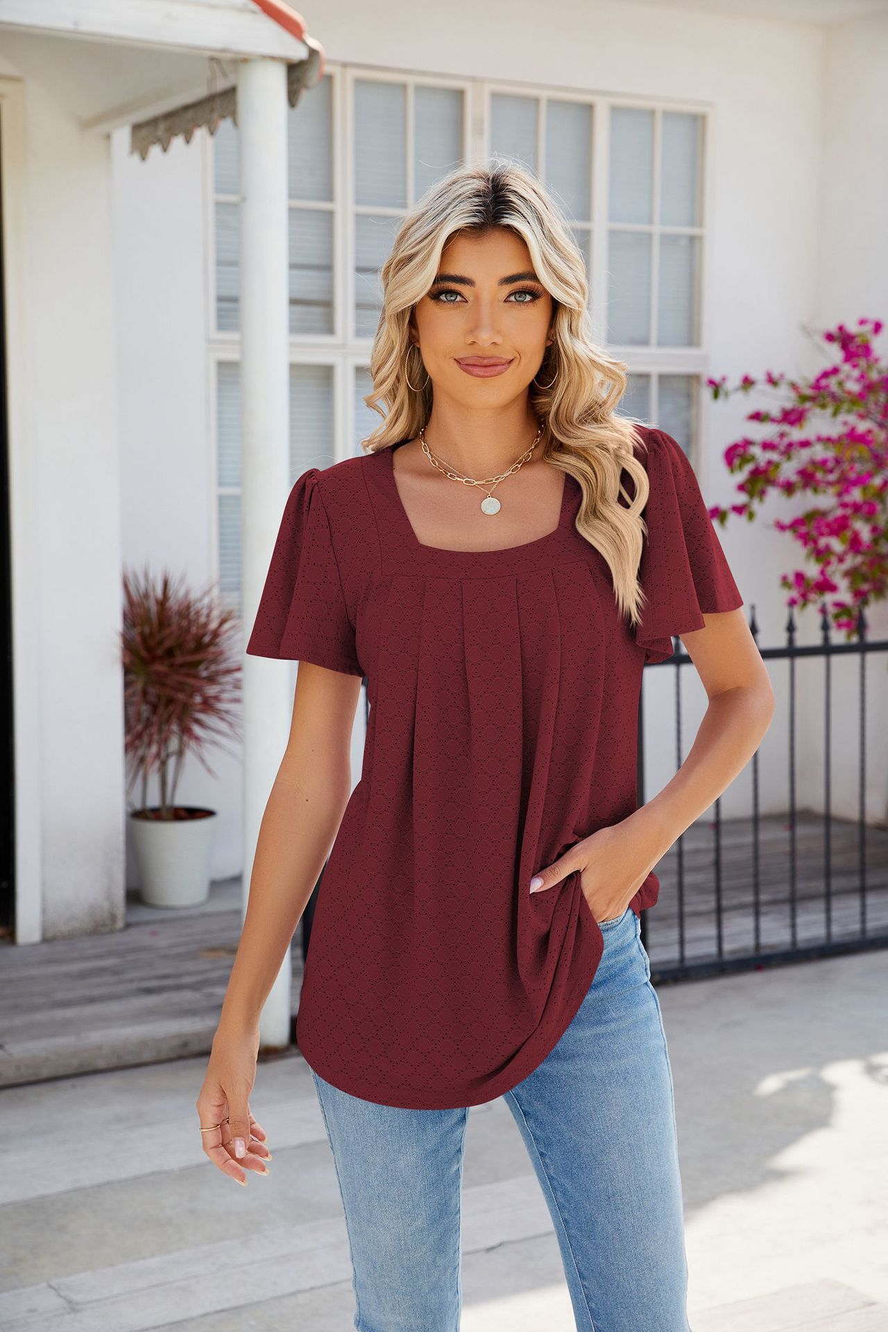 Women's T-shirt Short Sleeve T-Shirts Casual Solid Color display picture 20