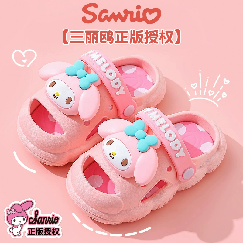 Летние сандалии Sanrio для девочек Melody, нескользящие дышащие пляжные сабо Baotou с мягкой подошвой для маленьких и средних детей