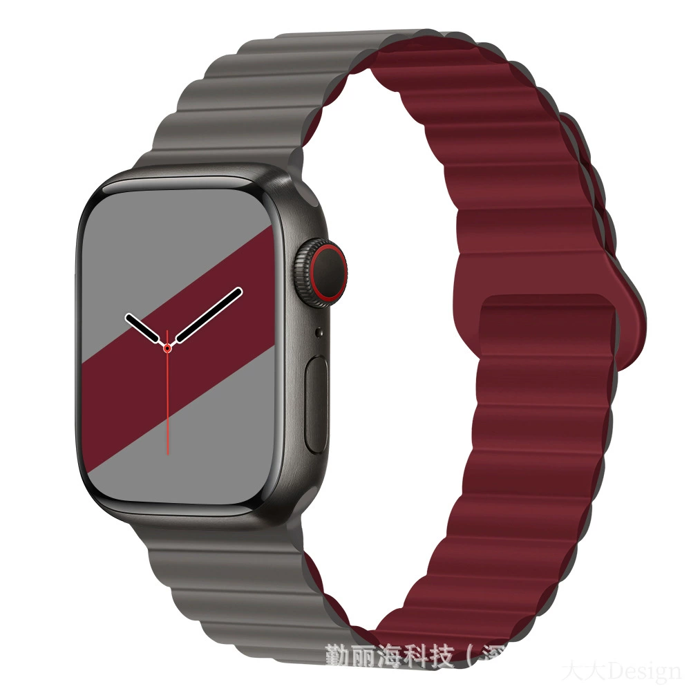Силиконовый магнитный ремешок для Apple Watch iWatch 10/AppleWatch 9, двухцветный, размеры 38/40/41 & 42/44/45/49 мм
