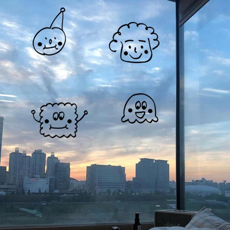 크리 에이 티브 스티커 광대 귀여운 ins 스타일 인터넷 연예인 의류 우유 차 가게 홈 거울 문과 창 장식 벽 스티커