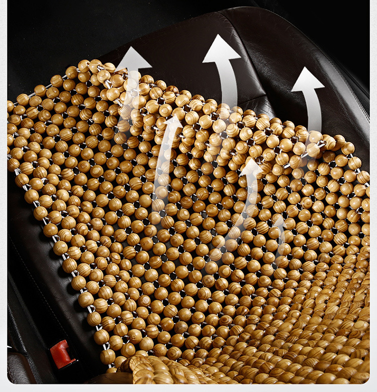 Wooden Bead Cooling Mat, Summer Car Seat Cushion, Single Seat, Main Driver's Seat Cushion, Breathable Summer Car Mat, Universal for Large Trucks