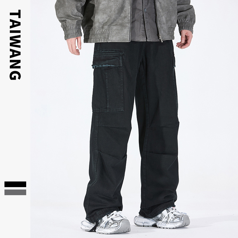 Abbigliamento maschile Thai King Abbigliamento maschile 2024 Pantaloni da paracadutista retrò Autunno e inverno Tintura indumenti Abbigliamento da lavoro Pantaloni larghi multitasche Pantaloni da uomo_voghion.com
