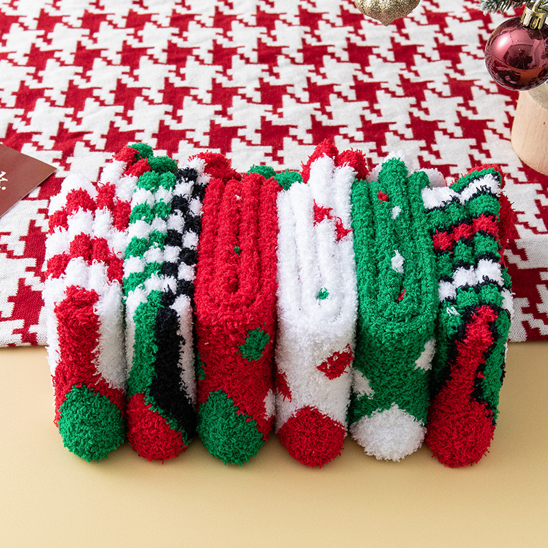 Apparel Accessories Christmas Socks Coral Fleece Embroidered Socks Women Winter Floor Socks Cute Cartoon Thick Warm Plush Winter Sleep Socks_voghion.com