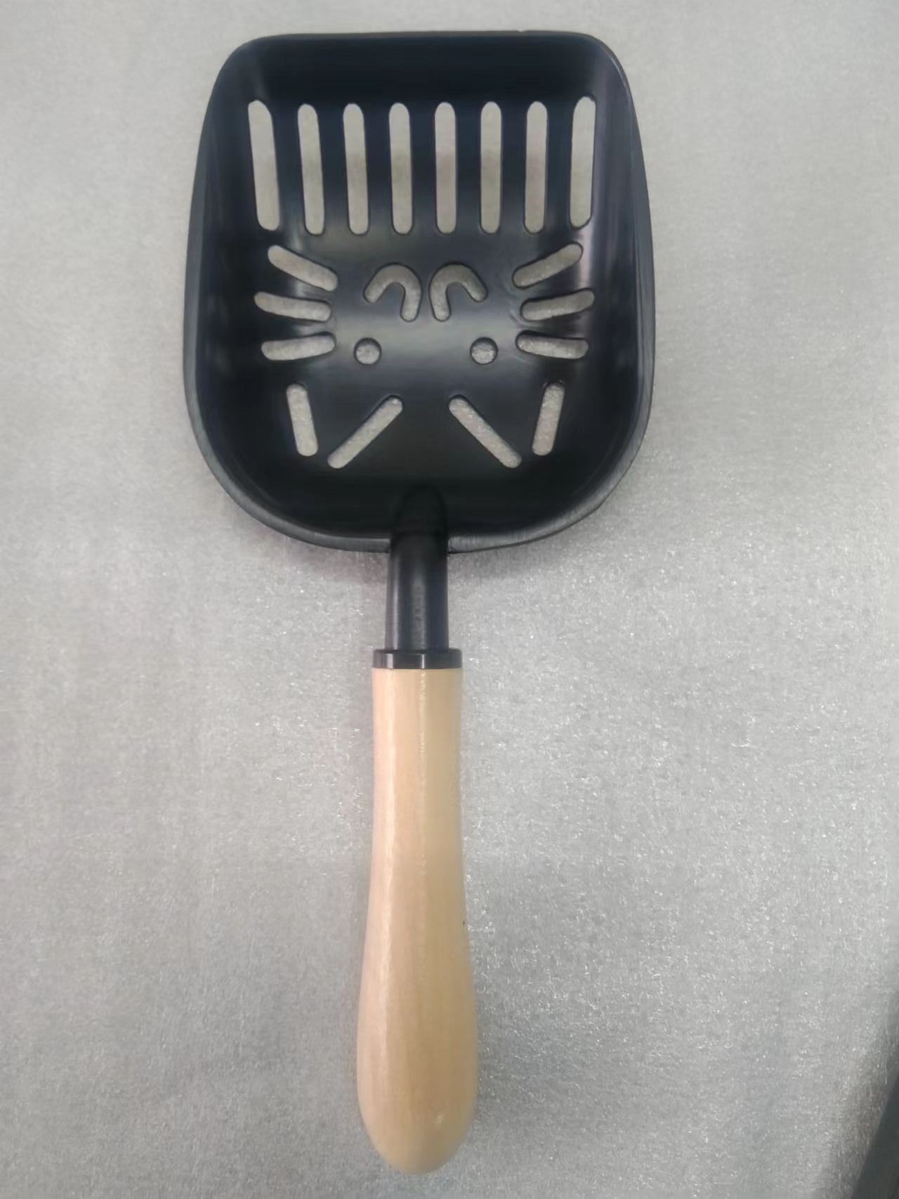 Metal de acero inoxidable aleación de aluminio gato arena pala multicolor mascota gato pala mierda artefacto gran mango de madera inodoro