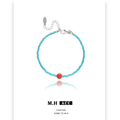 Crystal Red Agate Beaded Bracelet for Women's niche high-end new style beaded simple ins style literary retro hand jewelry