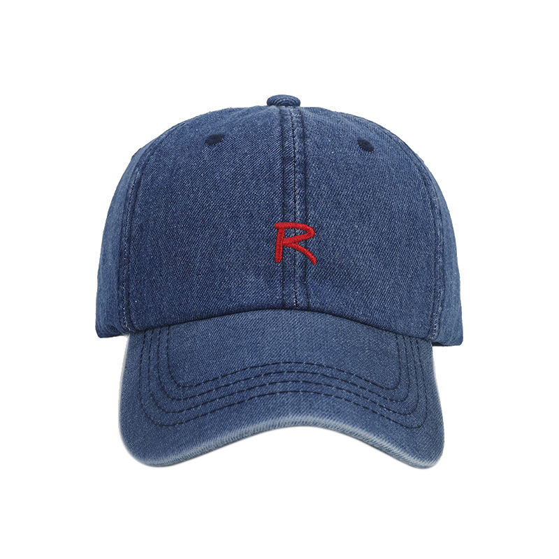 Sombrero nuevo otoño moda R carta Denim enarbolado tapa femenina estilo coreano versátil Denim hip hop gorra de béisbol moda