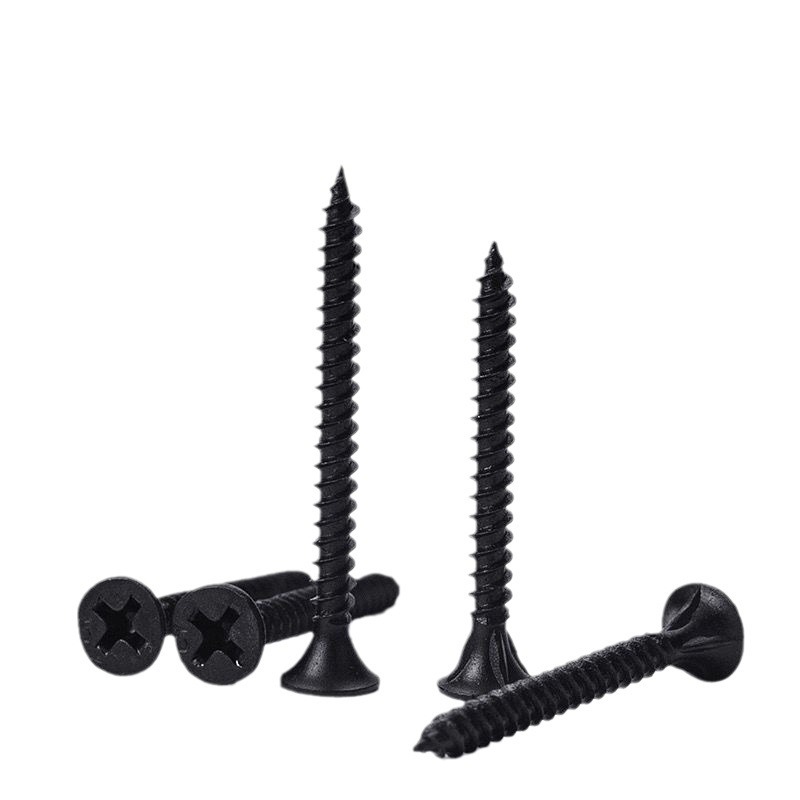 Tornillo de pared negra de alta resistencia a granel tornillo autorroscante placa de yeso tornillo de madera autorroscante de cabeza plana cruzada M3.5 mm