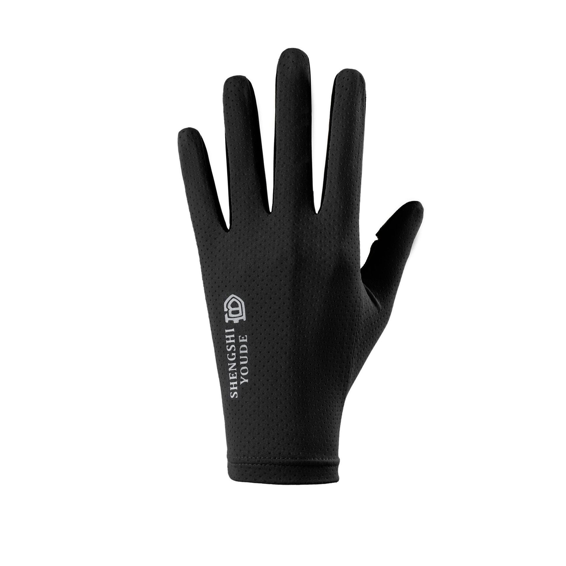 Guantes de protección solar para mujer, verano al aire libre, seda de hielo fina, deportes, conducción, conducción, antideslizante, dedos con fugas, guantes de pesca de dos dedos