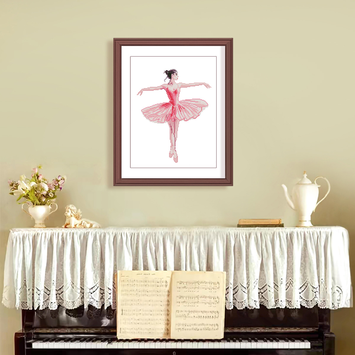 Nuevo cross-border rosa chicas ballet simple punto cruzado piezas pequeñas decoración de la sala de estar image 2