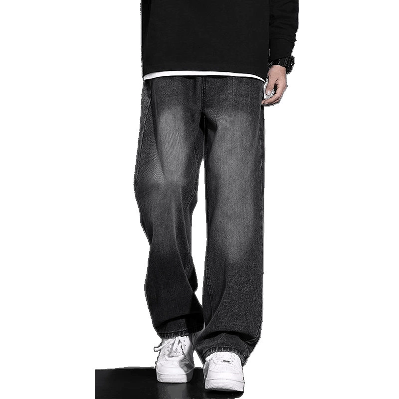 Black summer thin jeans, trousers, gradient, oversize, loose straight fit
