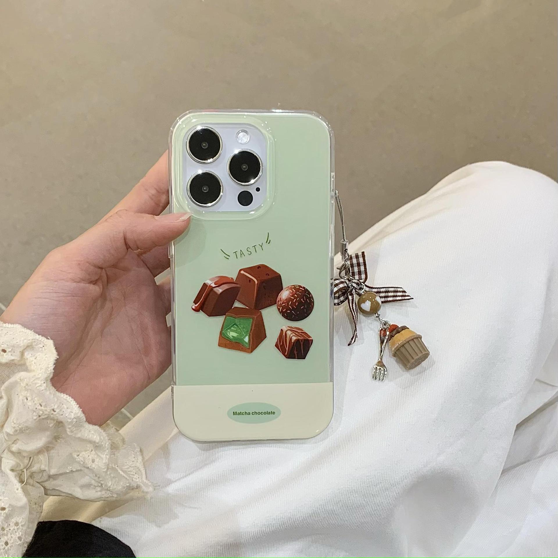 Chocolate simple de nicho para Apple 16ProMax funda para teléfono móvil 15Pro Colgante 14/13 Fresco 15PM