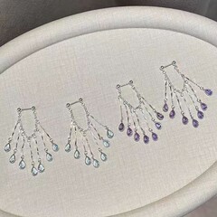 女性用の森のスタイルの小さな新鮮なロングウォータードロップタッセルイヤリング、新しい中国風のニッチな甘くて多用途なワンスタイルのツーウェアイヤリング