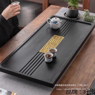 New Synthetic Black Gold Stone Tea Tray for Living Room and Office, Kung Fu Tea Table, Tea Sea Tea Tray with Embedded Design