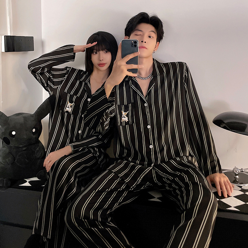 Couple's pajamas for women, ice silk, spring and autumn, long-sleeved, 2026 new model, sweet and elegant, silk, summer, men's home wear Couple's pajamas for women, ice silk, spring and autumn, long-sleeved, 2026 new model, sweet and elegant, silk, summer, men's home wear