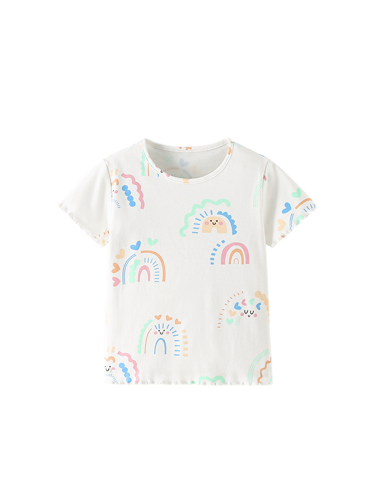 Malwee transfronterizo verano nuevo dibujos animados impresión camiseta infantil niñas y niñas manga corta suelta transpirable chaqueta de ropa de niñas