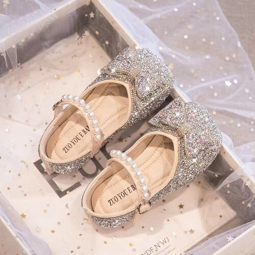 Girls Princess Shoes  Spring and Autumn New Children's Leather Shoes Crystal Shoes Baby Single Shoes Little Girls Performance Shoes on behalf of