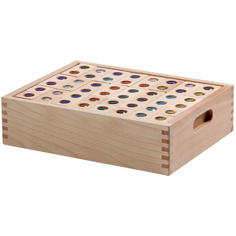 Bloques acrílicos de madera de beech para niños 128 juguetes de piedra preciosa de cristal brillante