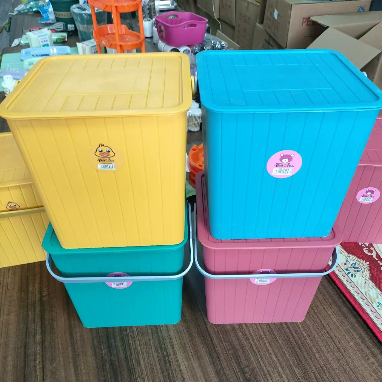 Оптовое маленькое желтое утиное квадратное ведро с крышкой ящик для хранения ведро для хранения игрушек табурет для хранения отделочная коробка рыболовное ведро для печати
