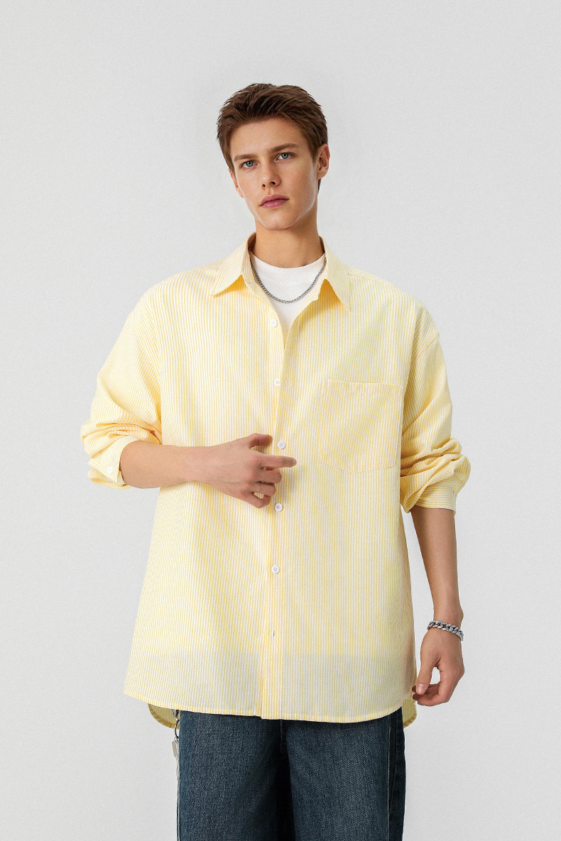 Inflation Color-Block Striped Loose Shirt