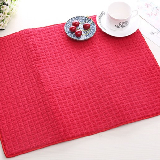 Fábrica hogar necesidades diarias color sólido Plaid microfibra esponja aislamiento térmico absorbente estera de drenaje estera de secado mantel