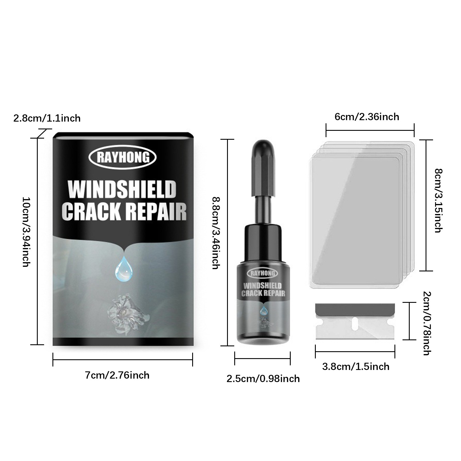 Cross-Border Hot-Selling Product Rayhong Car Windshield Adhesive, Crack Bonding Sealant, Clear and Strong Adhesive
