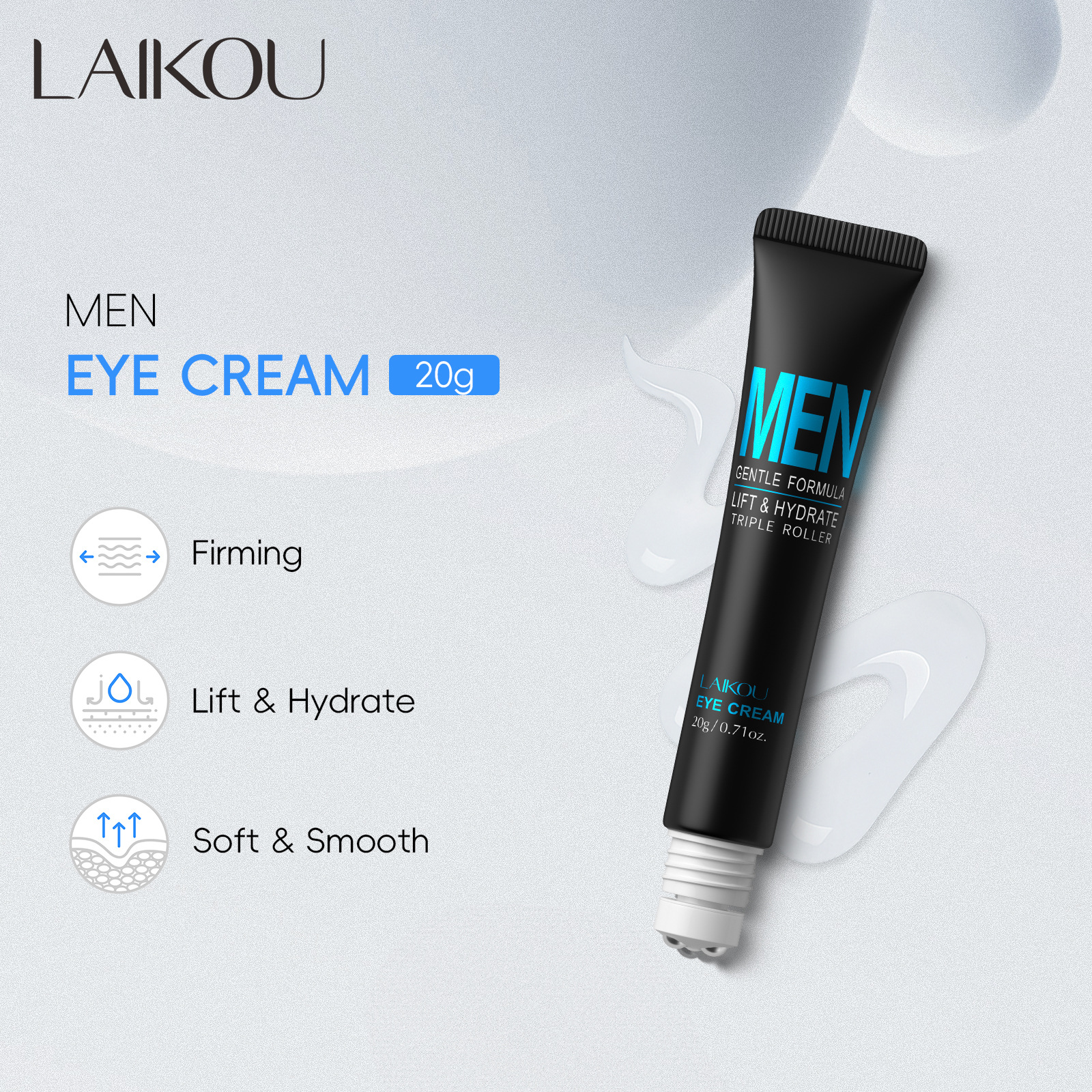 Cross-border Lecoux Men's Eye Cream 20g, all in English, foreign trade men's eye cream, moisturizing, manufacturer, in stock, FDA approved.
