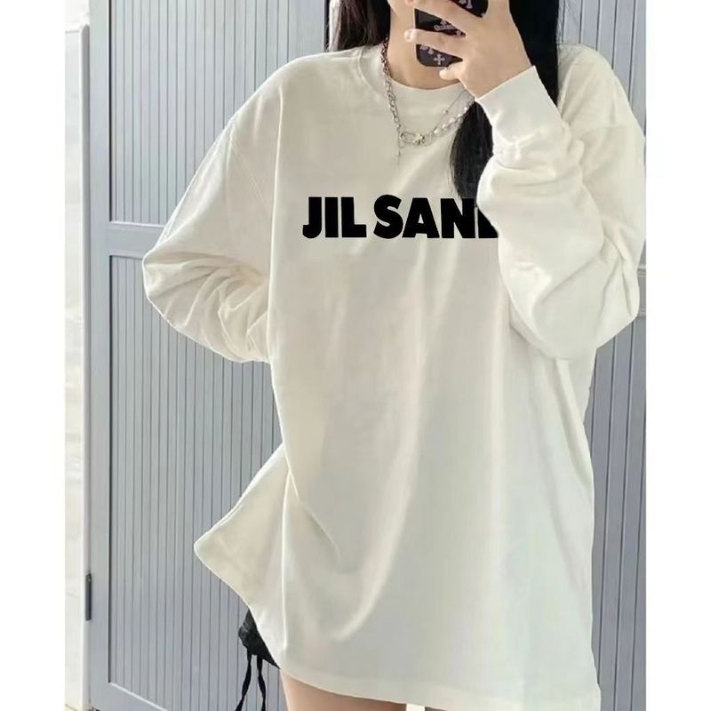 重いポンドの純綿の長袖のtシャツの女子学生はゆったりしています。|undefined