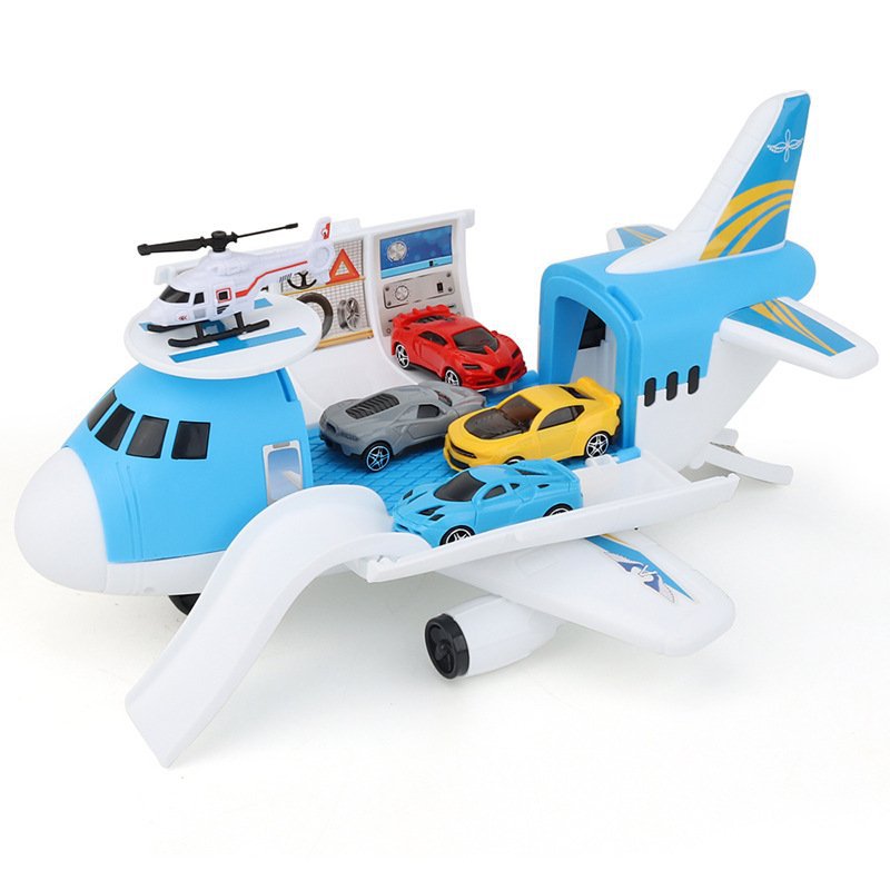 Large transport aircraft storage suit sliding passenger aircraft parking lot model with 4 cars children's toys cross-border