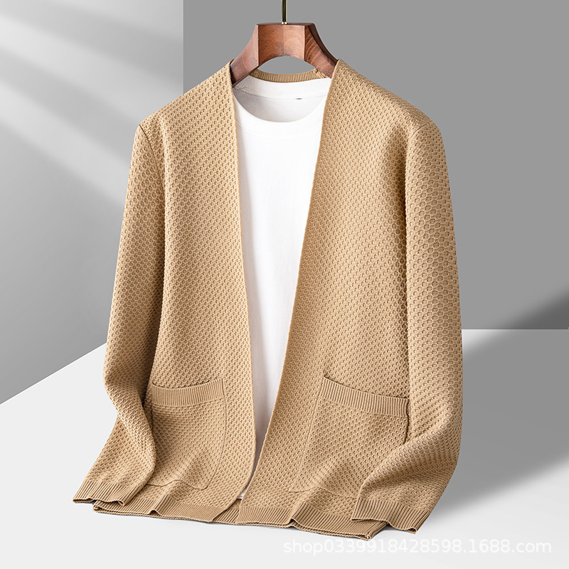 Otoño 2023 nuevo punto cardigan abrigo suéter hombres casual exterior superior juventud cardigan