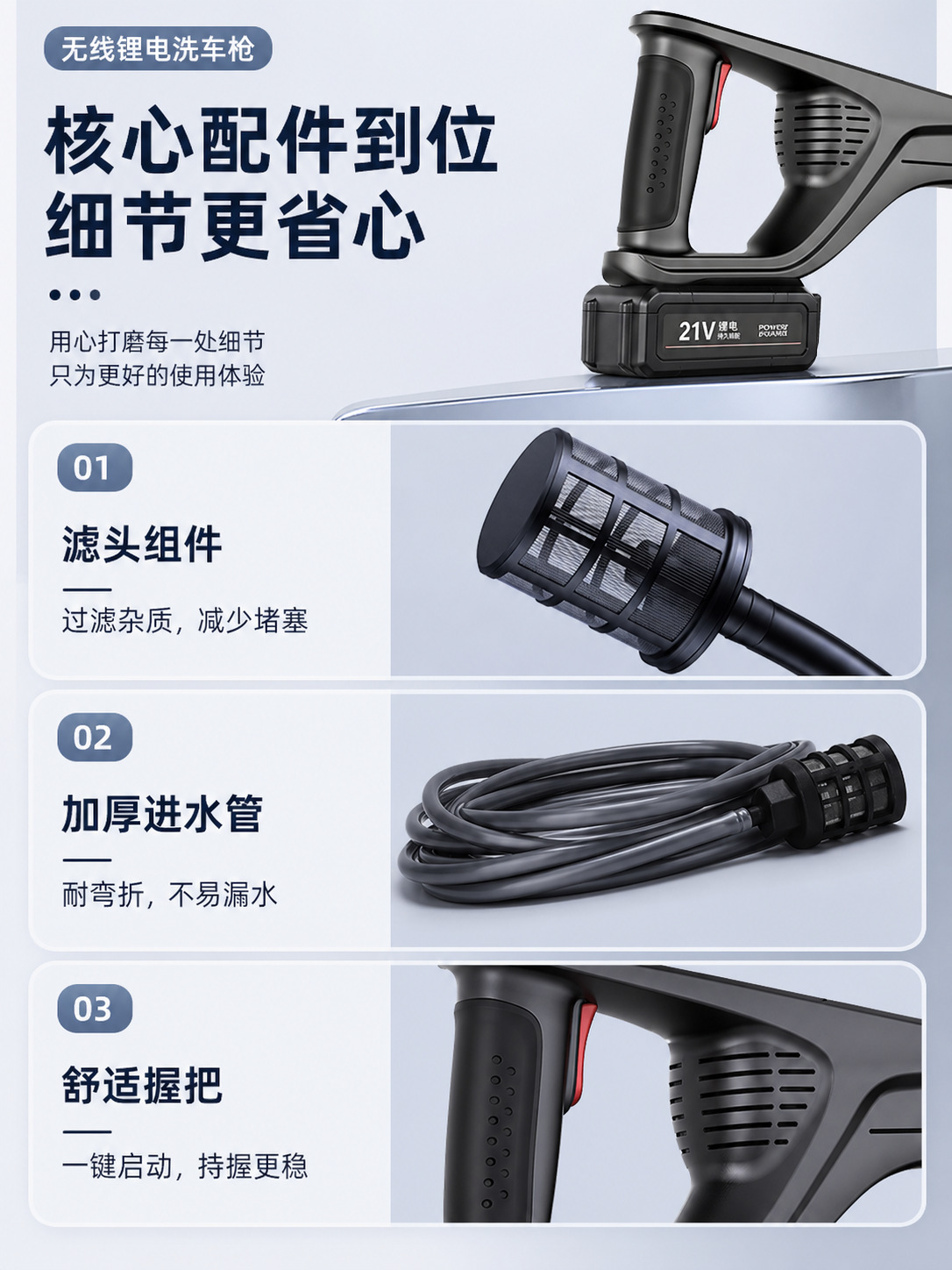 High-Pressure Car Wash Water Gun for Home Use, 230W Car Washer, Powerful Floor Cleaning, Air Conditioner Cleaning Machine, Car Use, Booster Wireless Gadget