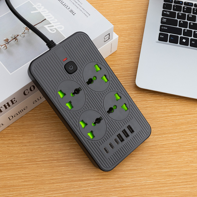 Z73# caja de color neutro 3USB + 3Type-c enchufe de 4 bits 12 interruptor de conector con luz indicadora