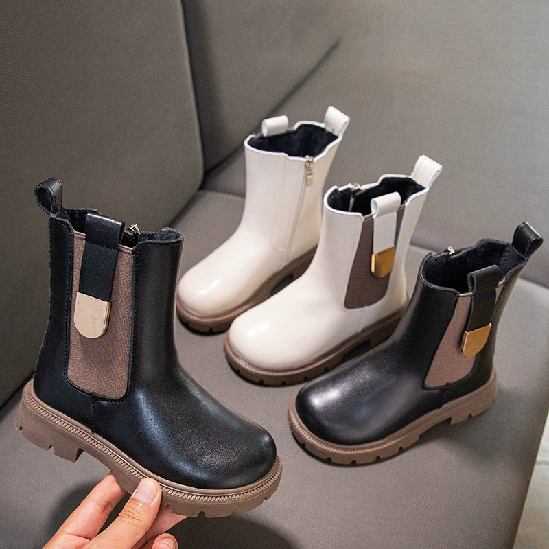 Детские сапоги Martin сапоги для мальчиков короткие сапоги для девочек сапоги для девочек 2024 осень-зима новая мода кожаные сапоги хлопок Британская волна