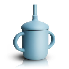 儿童硅胶吸管水杯防漏水杯蘑菇水杯 婴儿训练吸管水杯 婴儿学饮杯