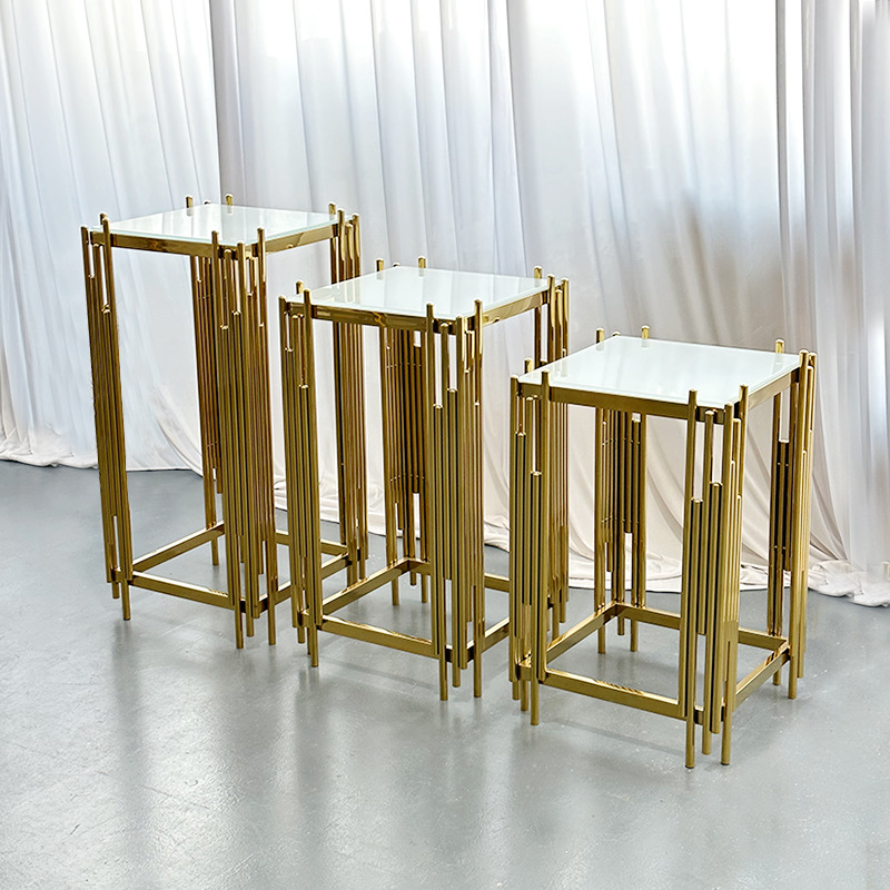 Wedding Supplies Square Gold Display Stand Display Stand Stainless Steel Dessert Table Wedding Cake Table