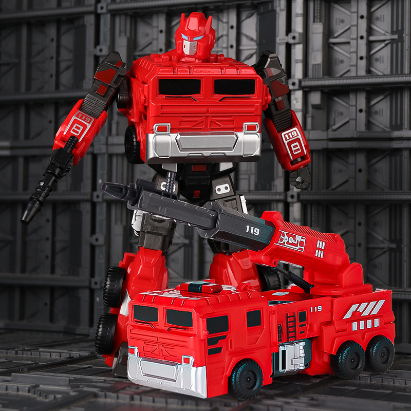 Transformed Fire Engineering Vehicle Alloy Version Transformed Kidsren's Robot Boys and Girls Toy Model Wholesale F9011