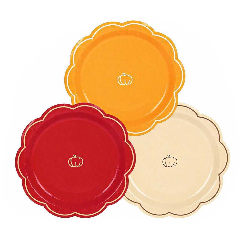 Amazon 9inch Autumn Paper Plate Pumpkin Lace Disposable Paper Plate Autumn Thanksgiving Tableware Supplies 9inch