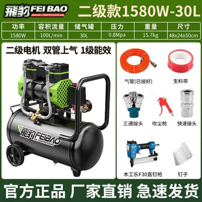 Hava kompressorları – Air Pump Air Compressor - feibao-quality-assurance-oil-free-and-maintenance-free-brushless-double-tube-air-supply-1580w-30l-straight-nail-gun