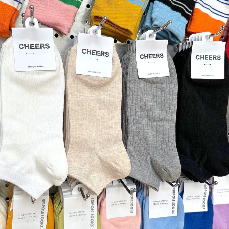 2026 Spring/Summer New Versatile Comfortable Men's Ankle Socks 3004 Dongdaemun Cheers Ribbed Solid Color Low-Cut Socks for Men